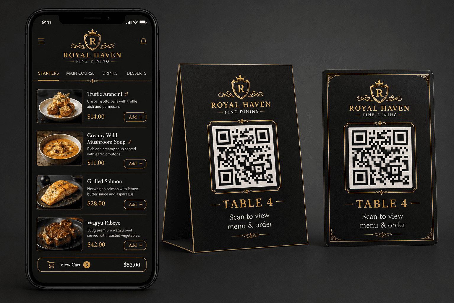 Royal Noir menu template