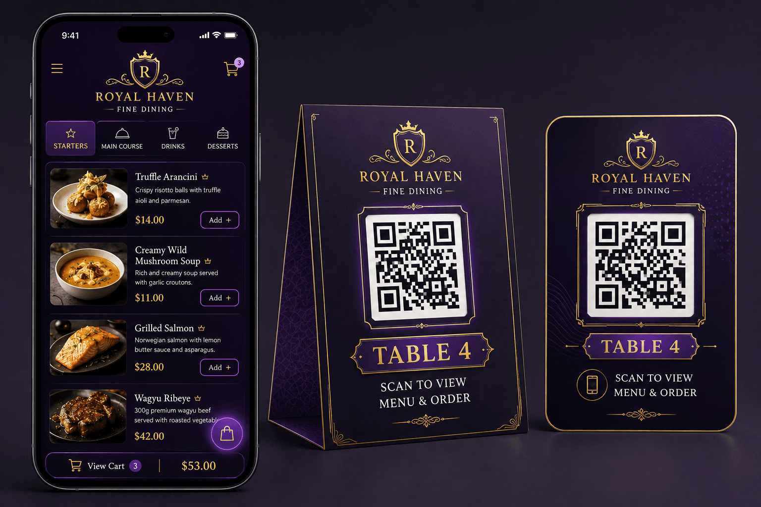 Royal Amethyst menu template